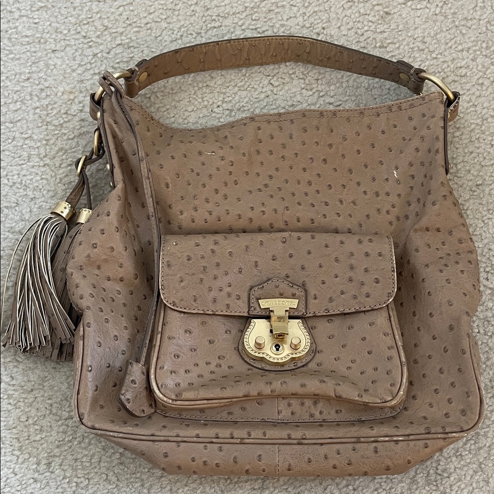 Talbots tan ostrich textured shoulder bag